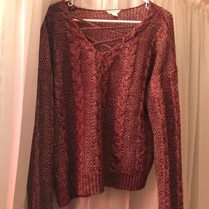 Knitted long sleeve cross neck Aeropostale shirt